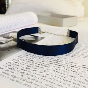 Navy ribbon choker